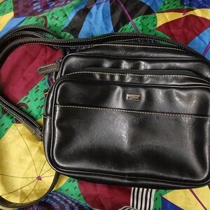 Jean Paul Gaultier Black Embossed Messenger Bag